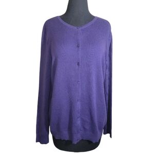 Croft & Barrow purple button front cardigan sweater women’s size medium